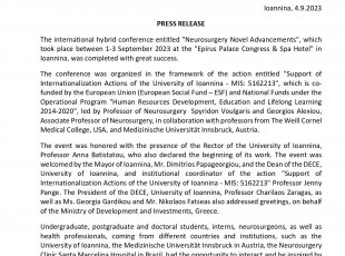 International Conference “Neurosurgery Novel Advancements” 1-3 September 2023